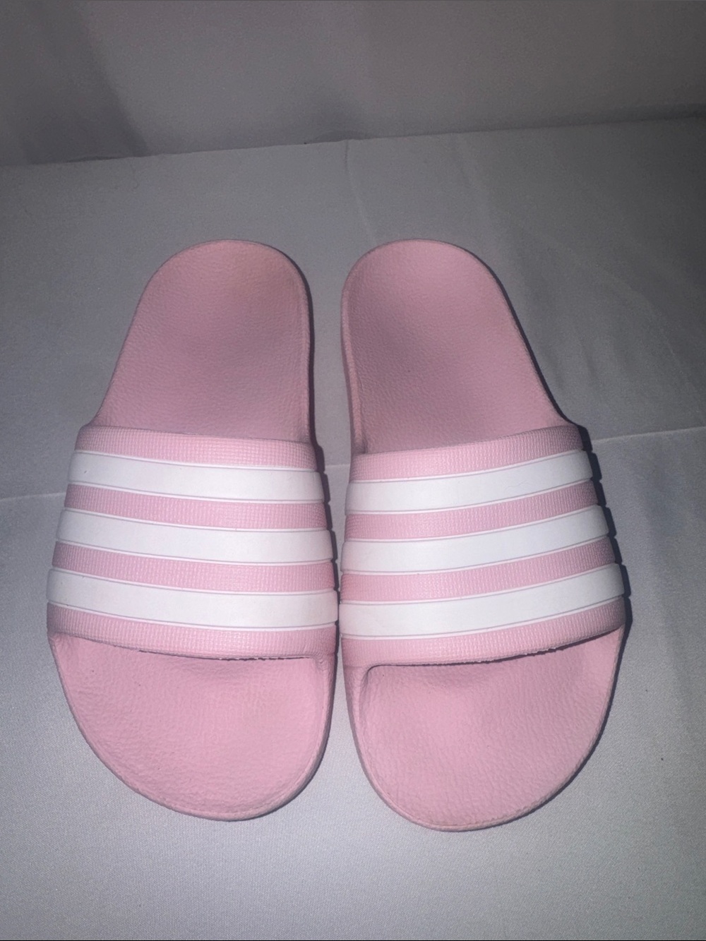 adidas Pink Slide Sandals with White Stripes